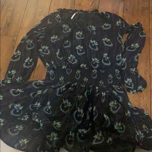 Free people smocked waist printed minidress Large